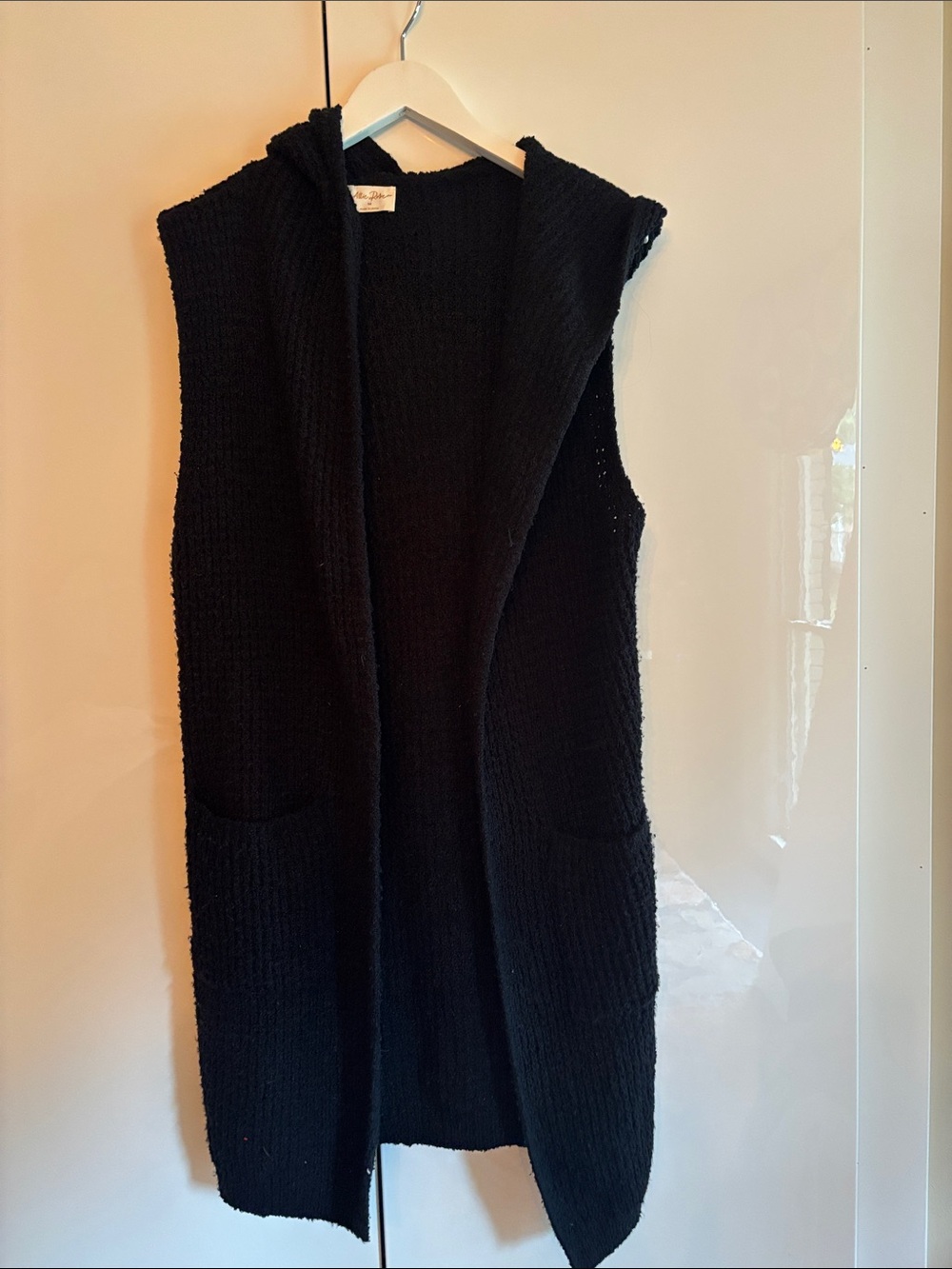 Black Hooded Sleeveless Knit Sweater Vest - Allie Rose